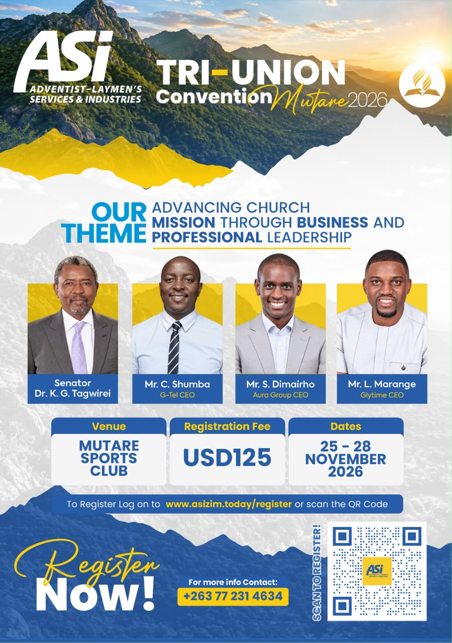 Official ASI Tri-Union Convention 2026 poster — Mutare Sports Club, 25–28 November 2026, USD125 registration